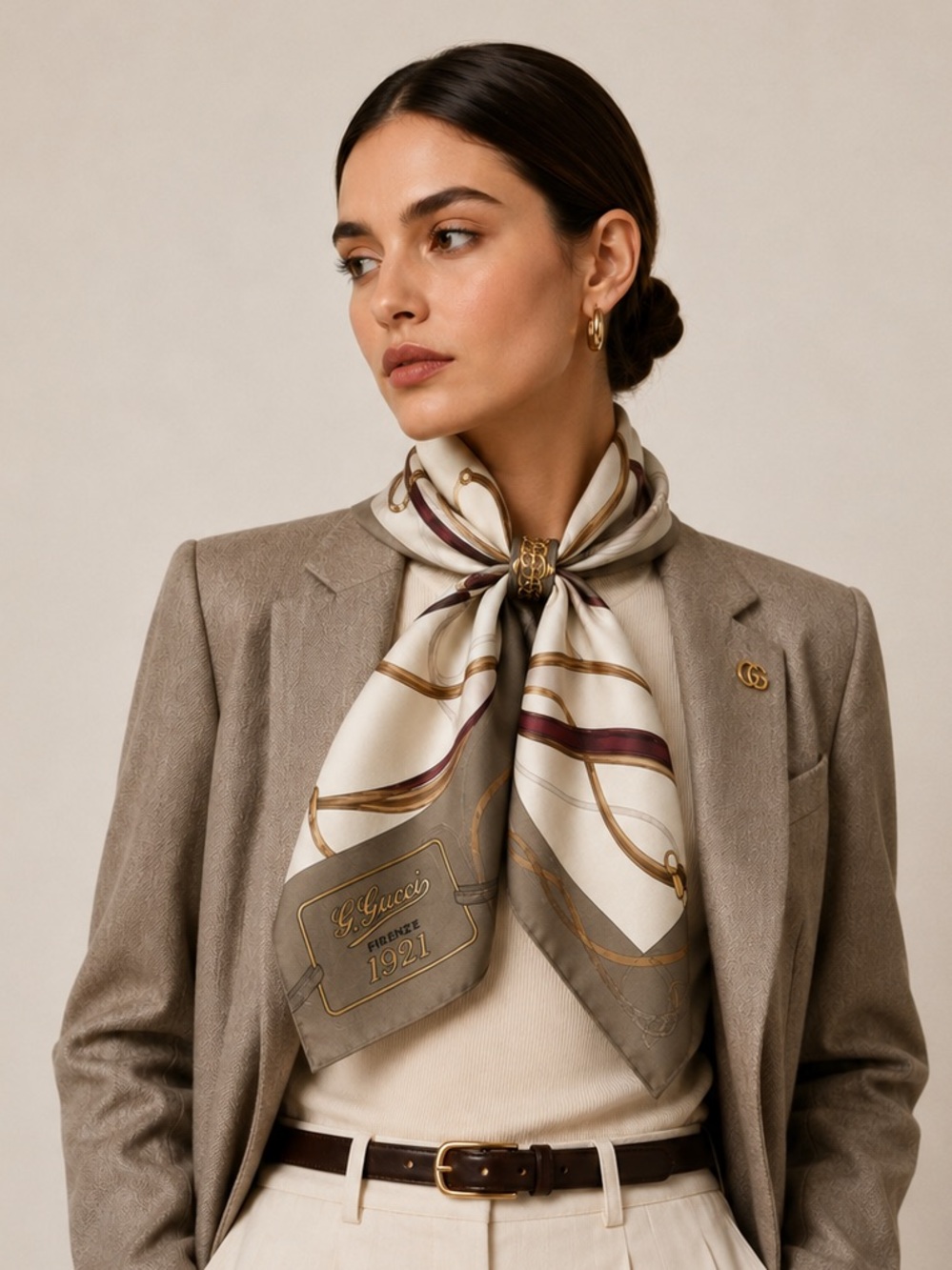 NWT GUCCI  1921 Collection Signature Horsebit print 85 cm 100% Silk Scarf